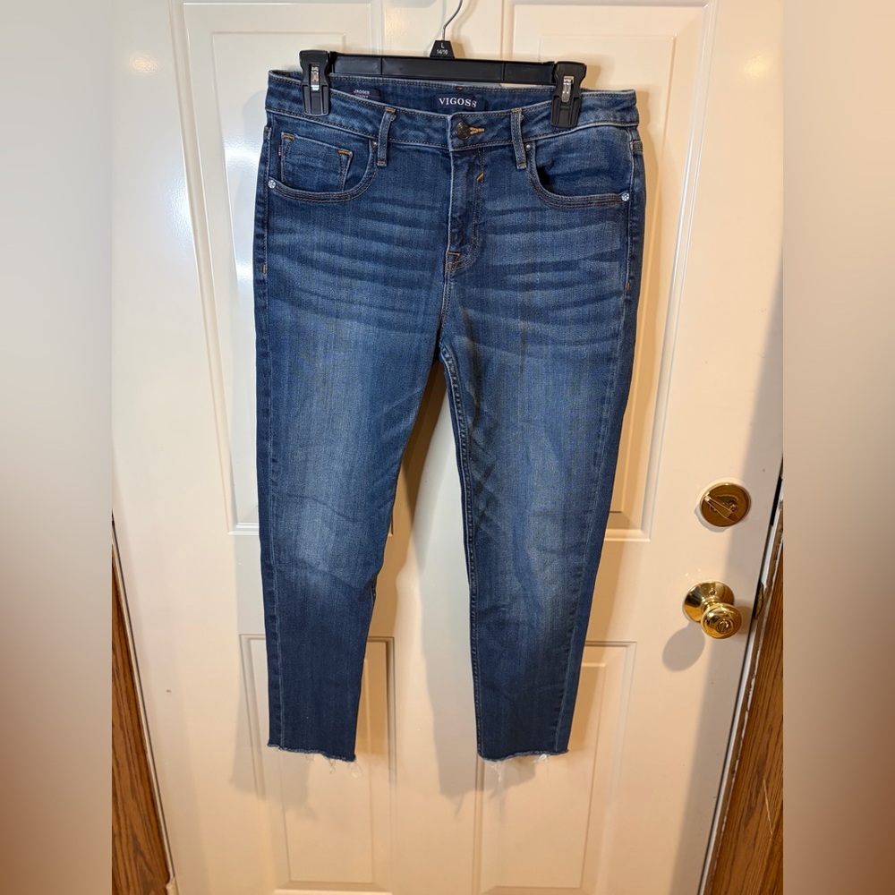 Vigoss Jagger Skinny Jeans Women’s Size 12 W31 L26 Medium Wash Raw Hem